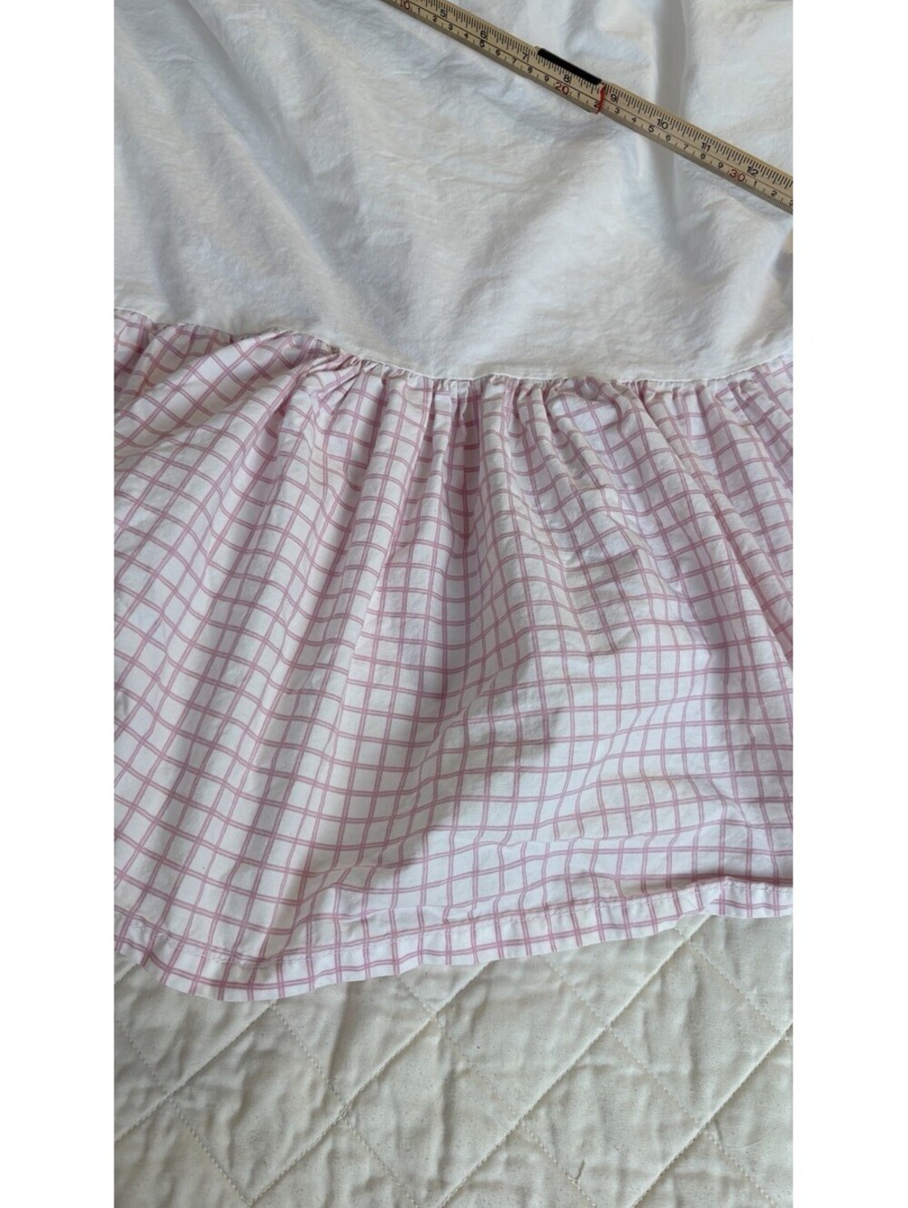 Pottery Barn Baby Crib Skirt Pink And White Check Cotton Dust Ruffle Crib